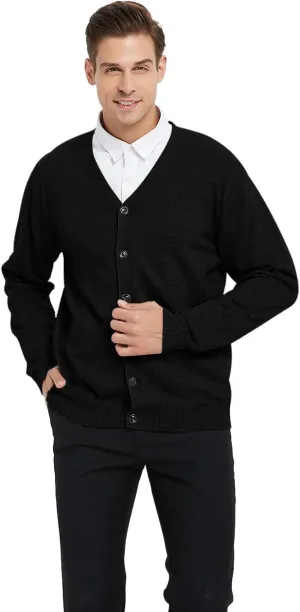 TopTie Men's Casual Fit V-Neck Cotton Sweater Cardigan