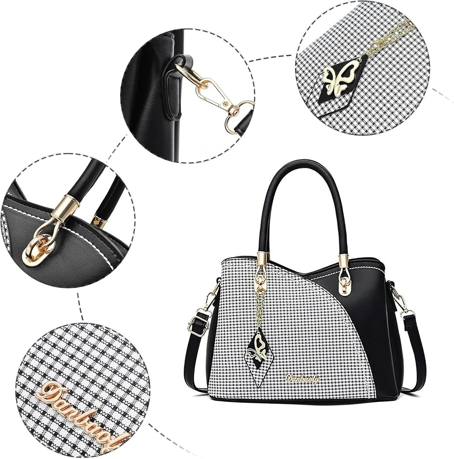 Tote Bag For Women Color Block Women Hobo Handbags Large Capacity Plaid Middle Shoulder Messenger Bag For Daily Work V