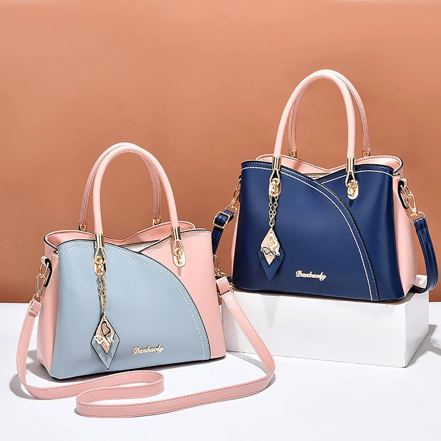 Tote Bag For Women Color Block Women Hobo Handbags Large Capacity Plaid Middle Shoulder Messenger Bag For Daily Work V