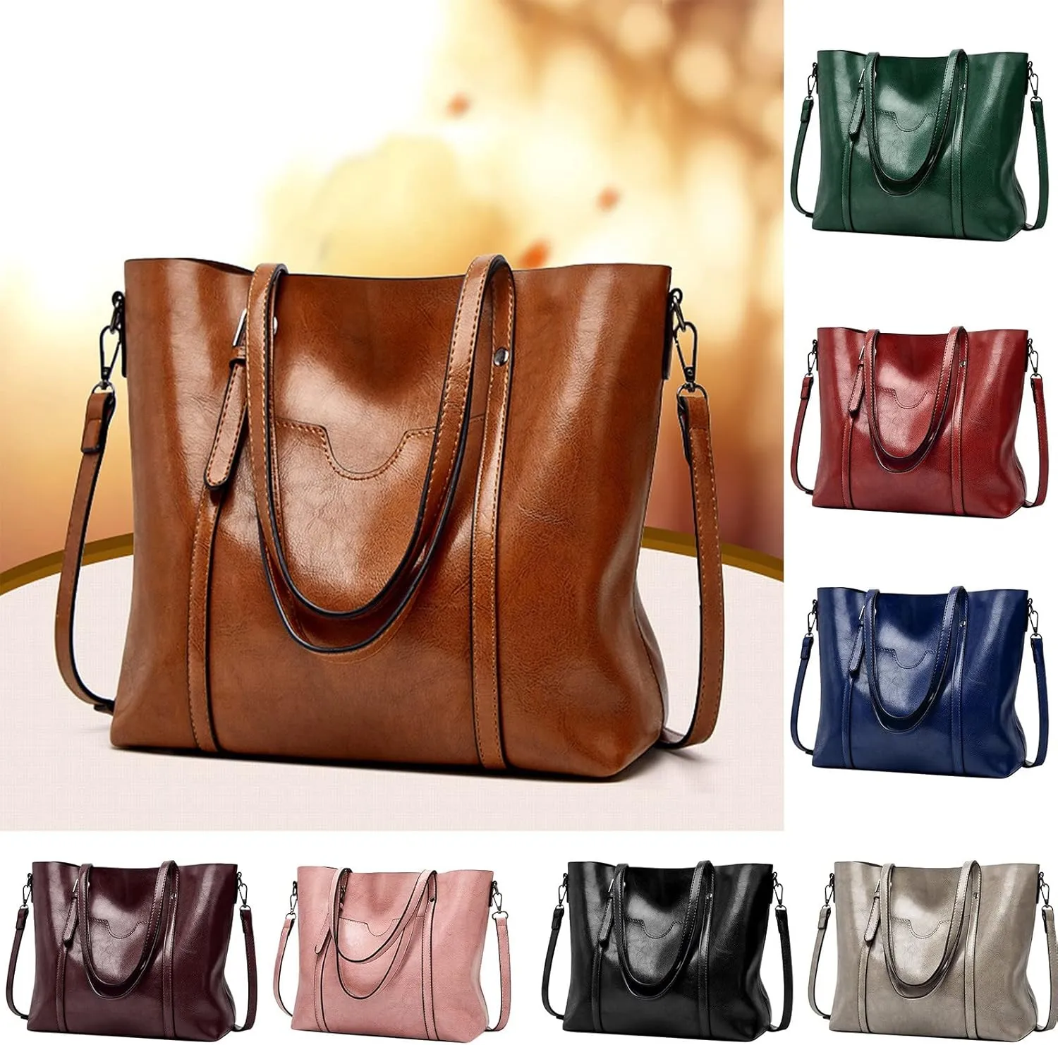 Tote Bag For Women Retro Hobo Handbags Woman Large Designer Ladies Bag Pocket Purse Leather For Daily Shopping Travel U