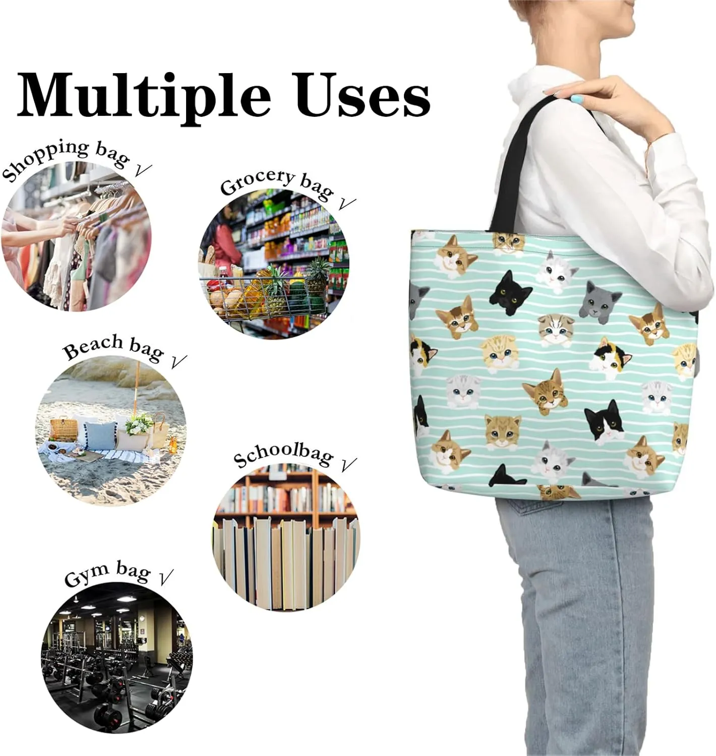 Tote Bag for Women, Reusable Grocery Bags Shopping Bags, Canvas Tote Bag Large Tote Bags for Women