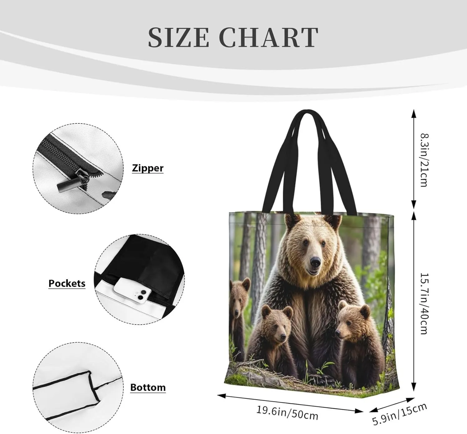 Tote Bag Large Capacity Grocery Bag With Zipper Ocean Sea Animal Shark Shopping Bag Shoulder Bag for Women