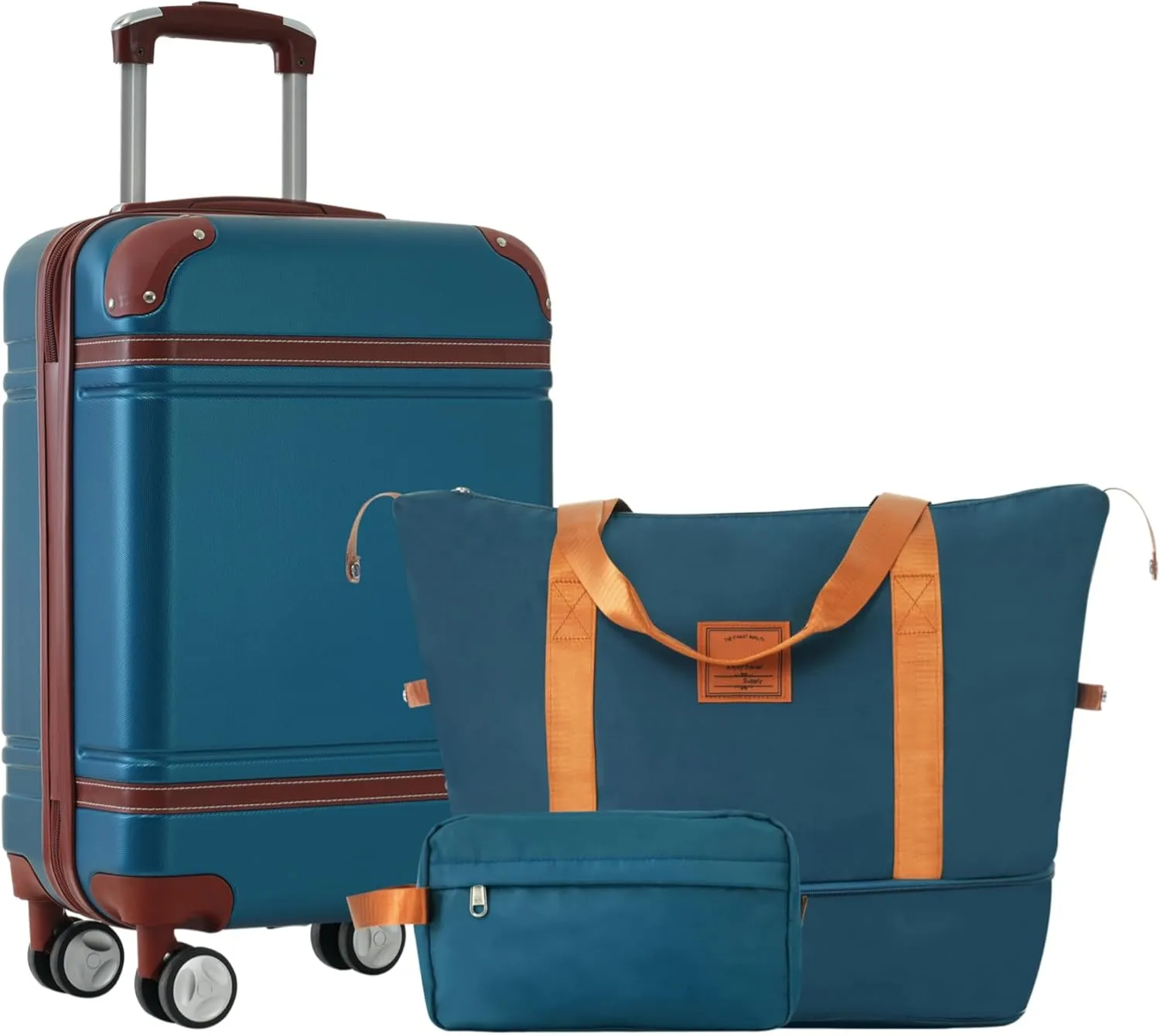 Travel Smart with Hardshell Luggage Set, Durable ABS Suitcase, Double Spinner Wheels, 20 Inch Carry-on Size, Blue