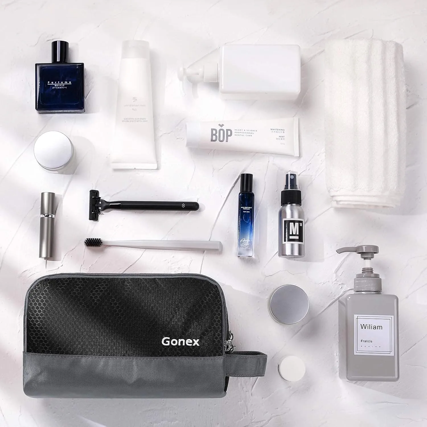 Travel Toiletry Bag Nylon, Gonex Dopp Kit Shaving Bag Toiletry Organizer Black