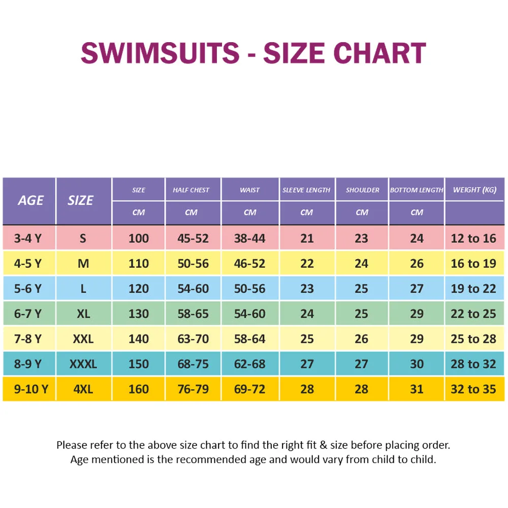 Unicorn Theme Swimsuit and Swim Cap for Kids- 2Pcs (UPF 50 &A) - 120 - Purple
