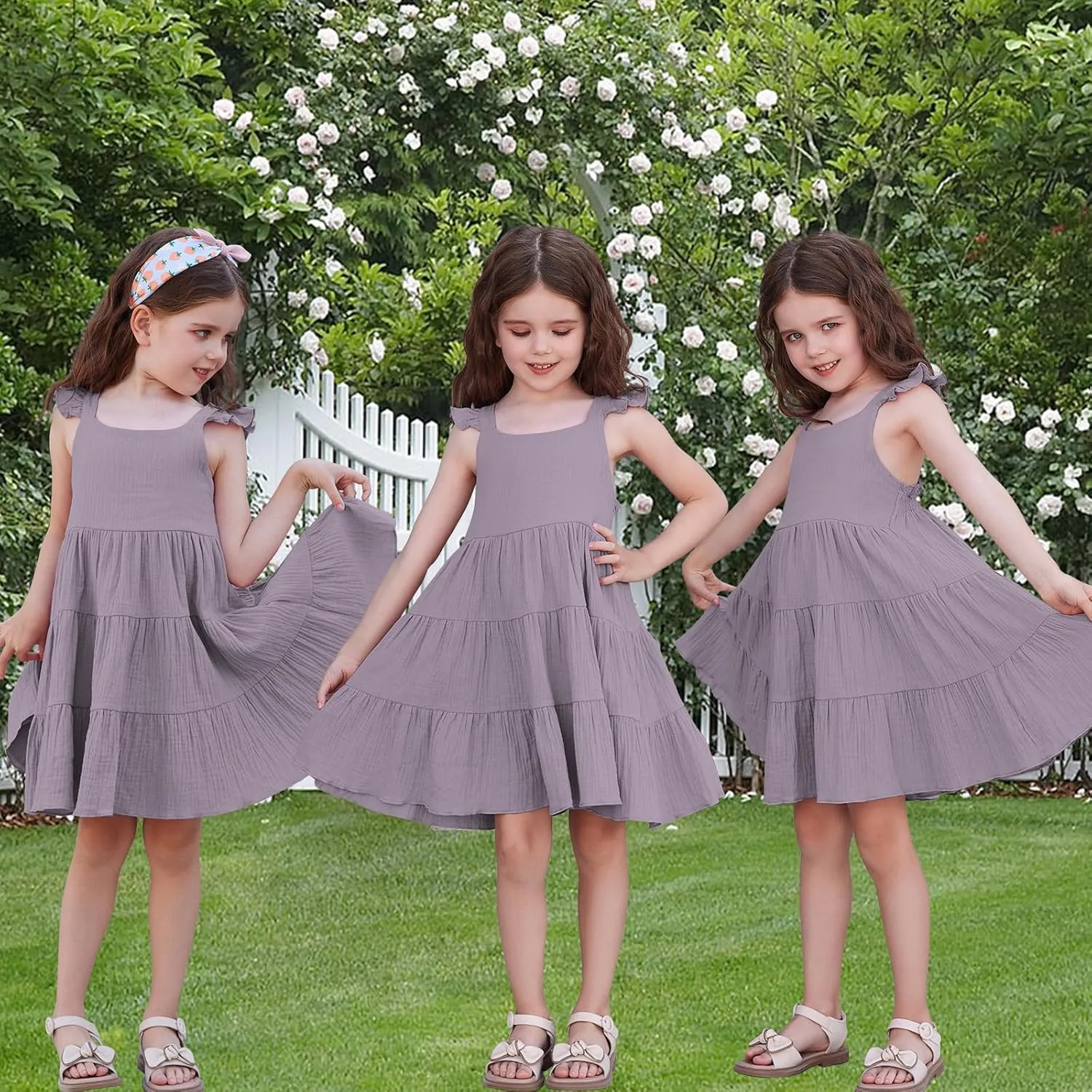 Unikaka Baby Girls Dresses Ruffle Sleeveless Toddler Princess Party Dresses Little Girls Beach Casual Summer Sundress 2-6Y