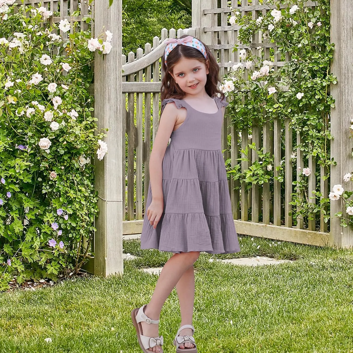 Unikaka Baby Girls Dresses Ruffle Sleeveless Toddler Princess Party Dresses Little Girls Beach Casual Summer Sundress 2-6Y