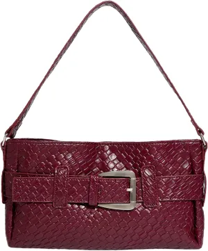 Verdusa Women's Buckle PU Leather Square Bag Braided Top Handle Underarm Shoulder Bags