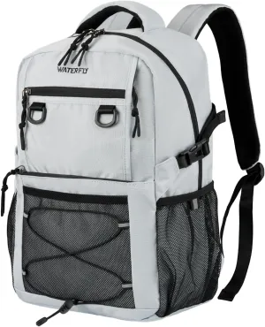 WATERFLY Travel Hiking Casual Backpack: Woman Man Everyday Commuter Outdoor City Daypack College Bookbag with Compartment - 22L Weekender Day Back Pack Carry on Airplane Flight Approved, Light Gray