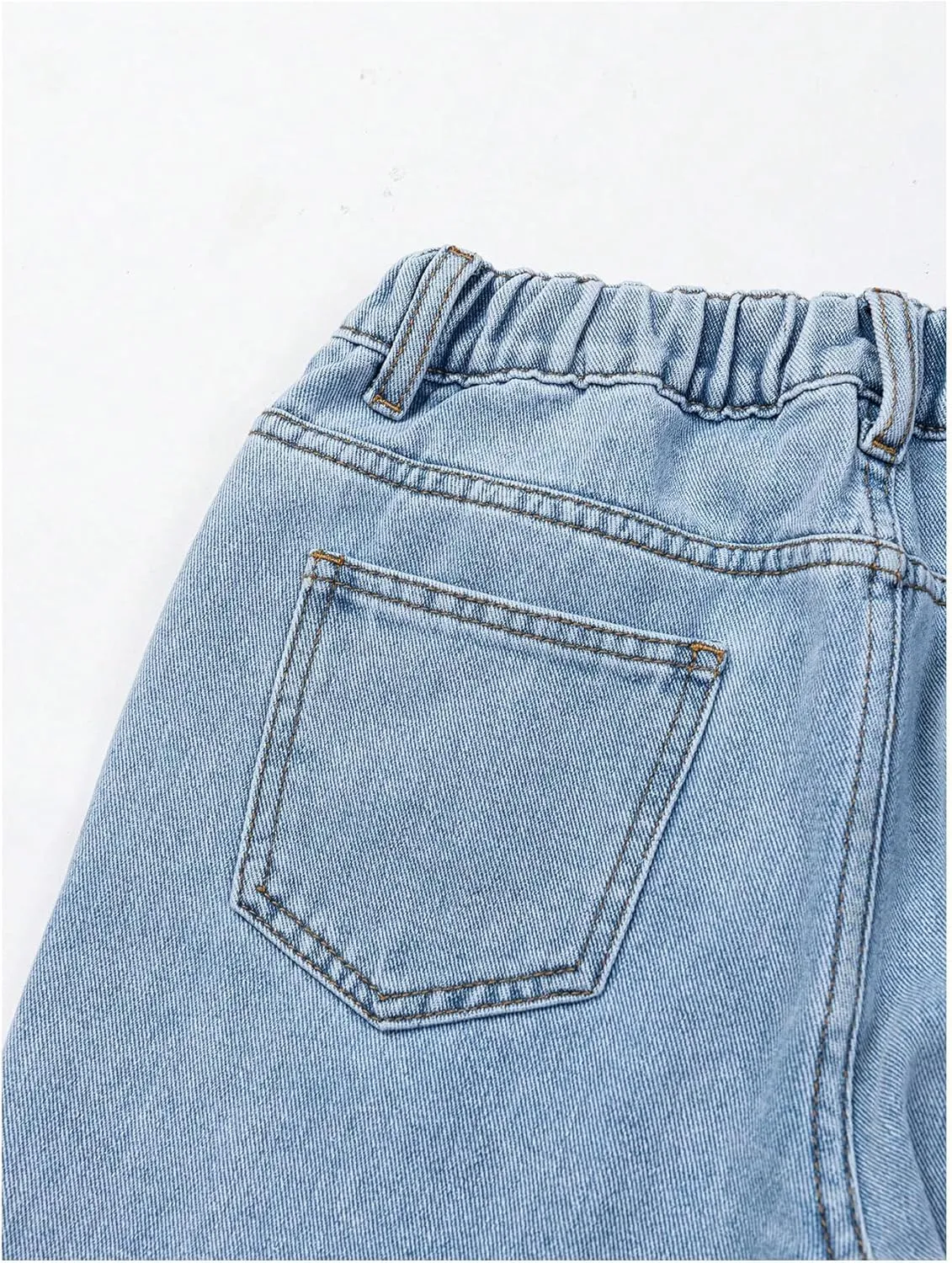 WDIRARA Girl's High Waisted Button Wide Leg Jeans Casual Long Denim Pants with Pocket