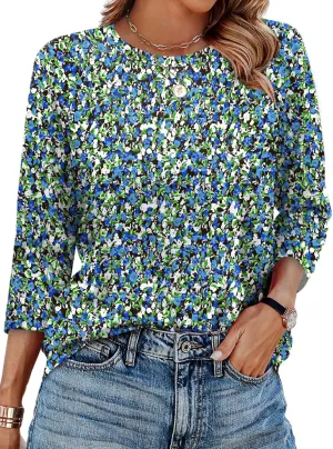 WIHOLL 3/4 Length Sleeve Womens Tops Summer Basic Business Casual Blouses 2025 Fashion