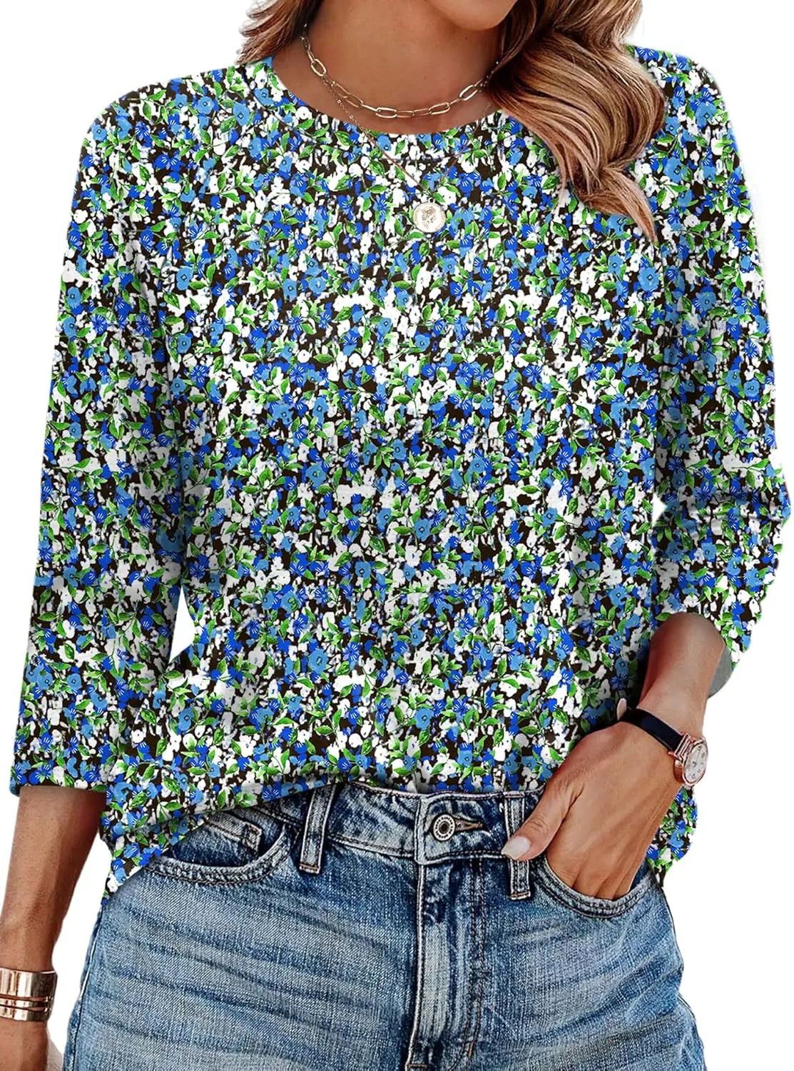 WIHOLL 3/4 Length Sleeve Womens Tops Summer Basic Business Casual Blouses 2025 Fashion