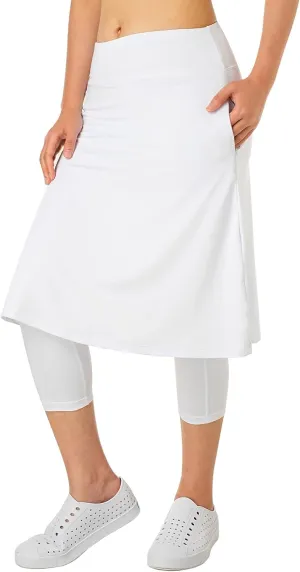 Women Athletic Knee Length Skirts with Leggings,Skorts Leggings&Skirted Capris Skorts for Women Yoga Pockets