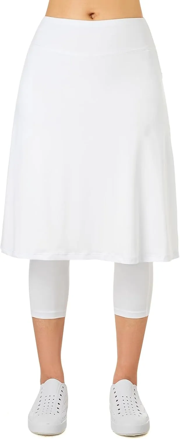 Women Athletic Knee Length Skirts with Leggings,Skorts Leggings&Skirted Capris Skorts for Women Yoga Pockets