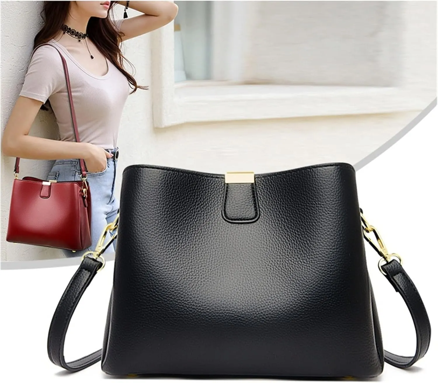 Women Bucket Bag Fashion Shoulder Bag For Girls Large Capacity Messenger Crossbody Bag For Women(Brown)