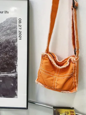 Women Canvas Shoulder Bag Vintage Small Messenger Retro Crossbody Bags Cute Zipper Purse Aesthetic Tote Bags