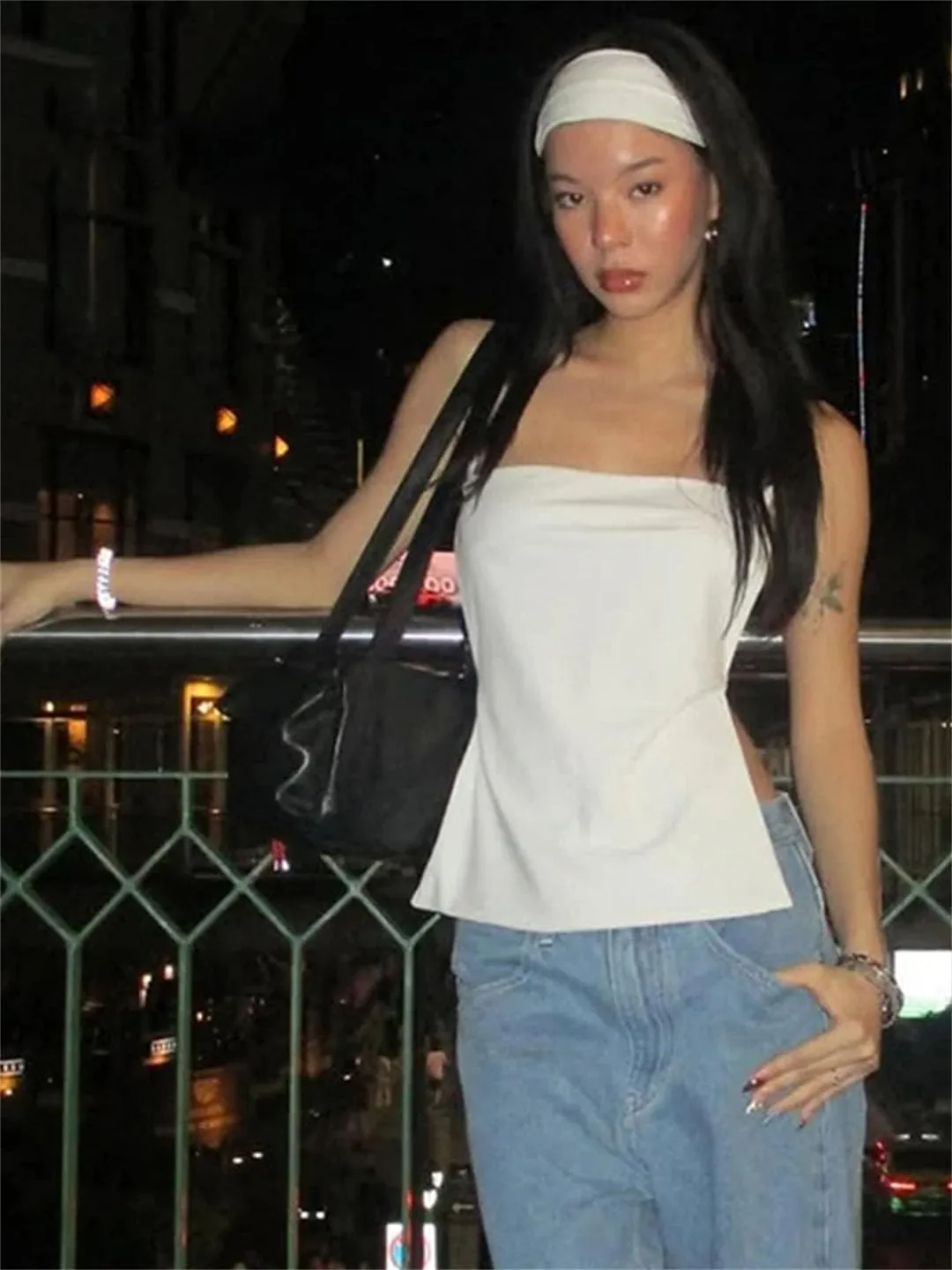 Women Sexy Backless Camisole Square Collar Irregular Hollow Shirring Tops Street Ruched Outfits