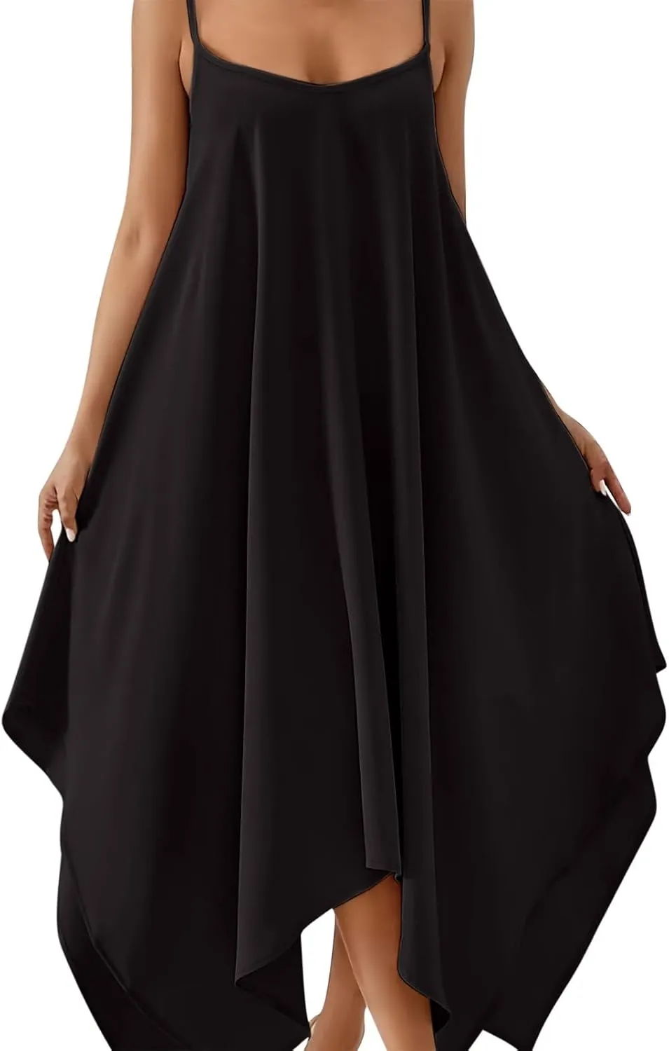 Women's 2025 Summer Dress Casual Boho Sundress Spaghetti Strap Swimwear Cover Up Beach Flowy Midi Flowy Vacation Tank Dresses