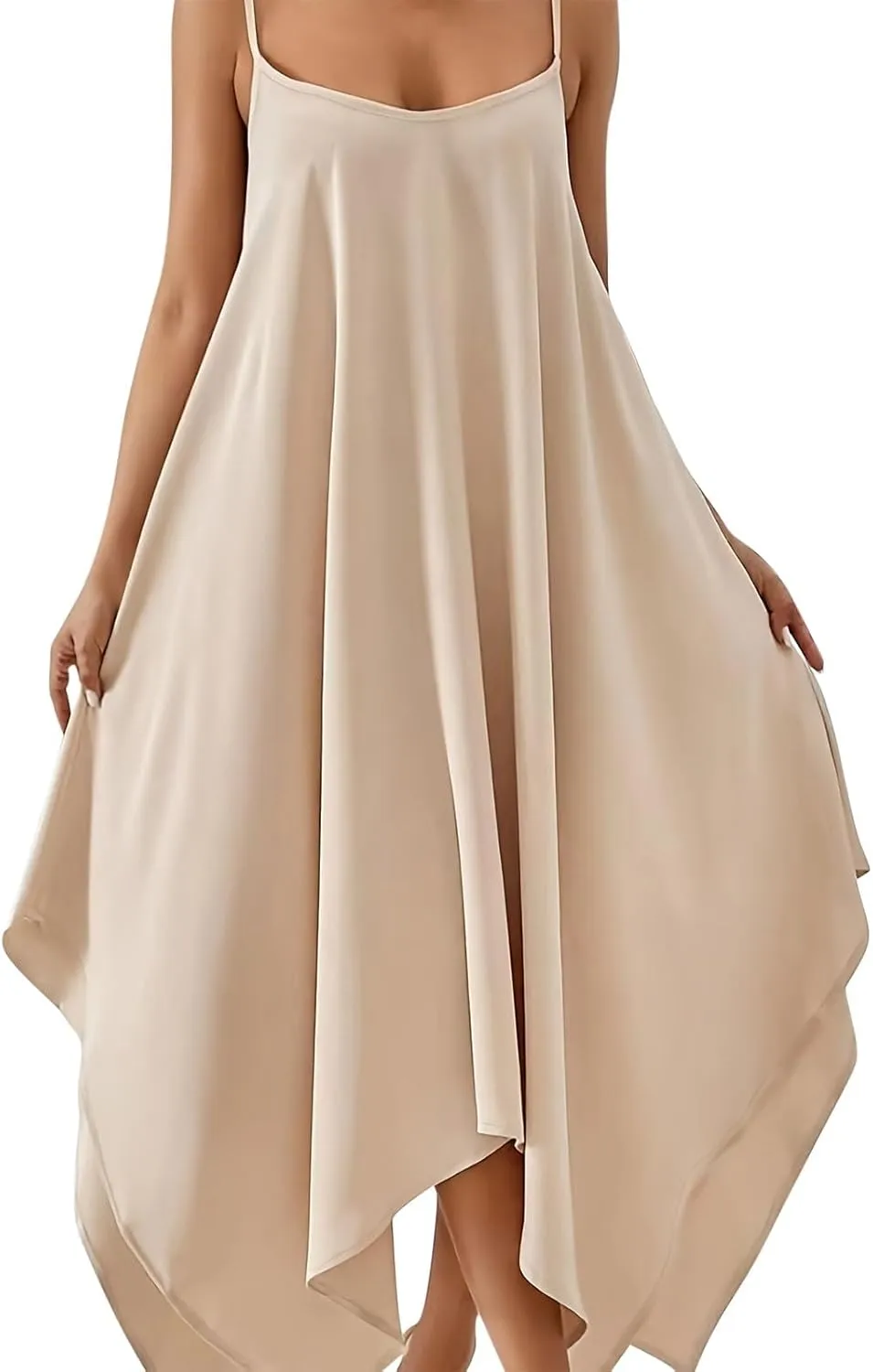 Women's 2025 Summer Dress Casual Boho Sundress Spaghetti Strap Swimwear Cover Up Beach Flowy Midi Flowy Vacation Tank Dresses
