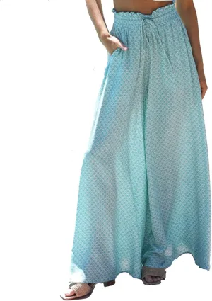 Women's Baggy Pants Flowy Casual Wide Leg Pants Elastic Drawstring High Waisted Skirt Pants Comfy Trousers