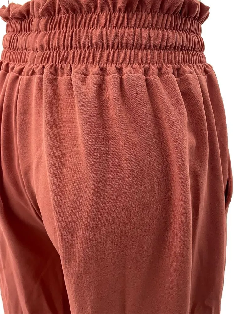 Women's Baggy Pants Flowy Casual Wide Leg Pants Elastic Drawstring High Waisted Skirt Pants Comfy Trousers