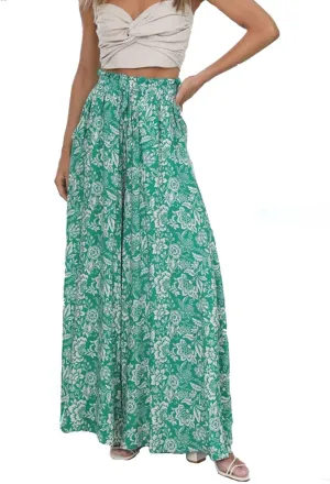 Women's Baggy Pants Flowy Casual Wide Leg Pants Elastic Drawstring High Waisted Skirt Pants Comfy Trousers