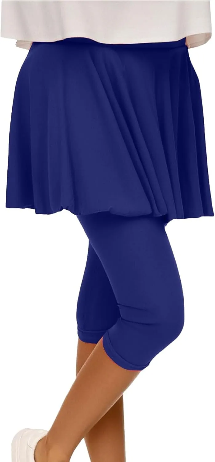 Womens Capri Yoga Legging with Skirts Women's Athletic Ruffle Skort with Leggings Golf Skirts Yoga Leggings