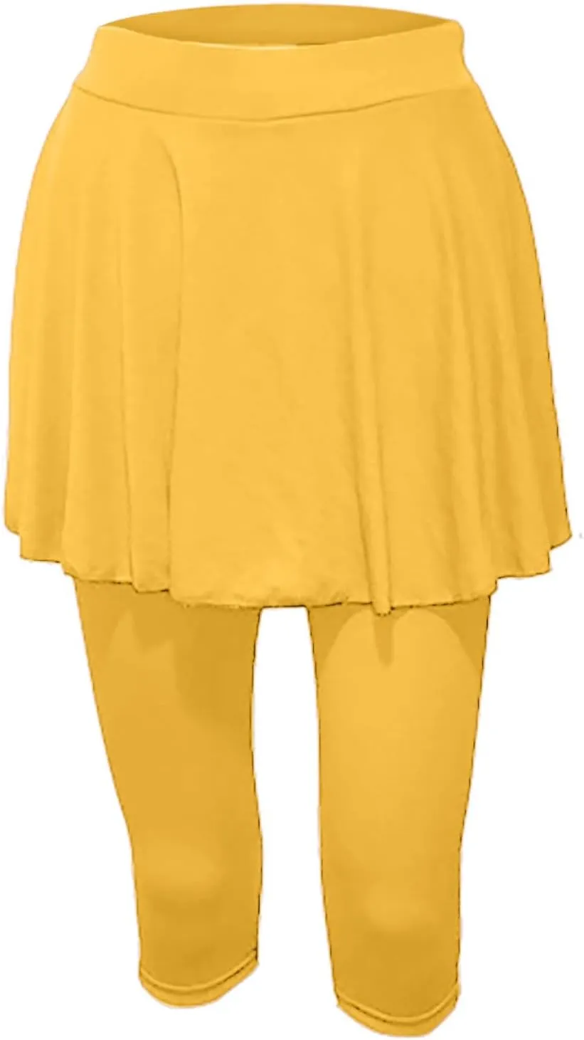 Womens Capri Yoga Legging with Skirts Women's Athletic Ruffle Skort with Leggings Golf Skirts Yoga Leggings