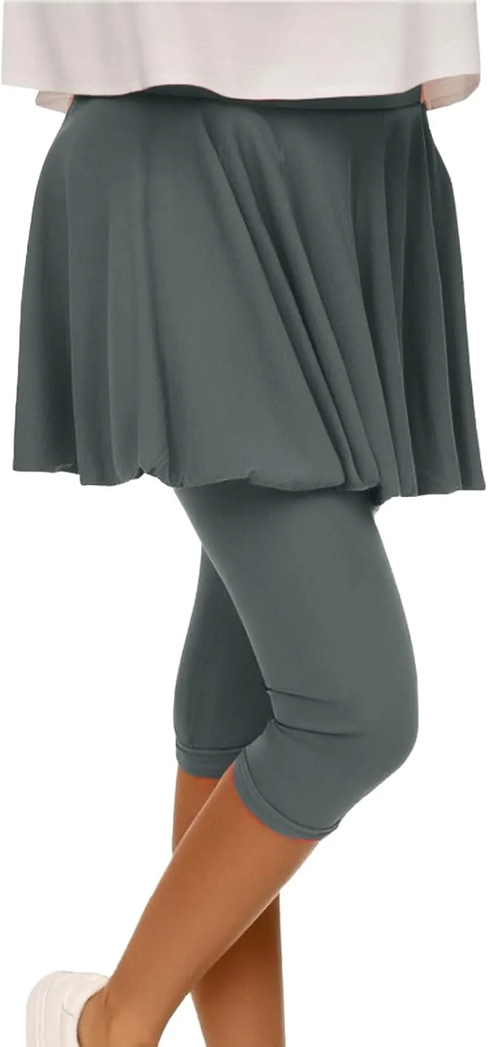 Womens Capri Yoga Legging with Skirts Women's Athletic Ruffle Skort with Leggings Golf Skirts Yoga Leggings