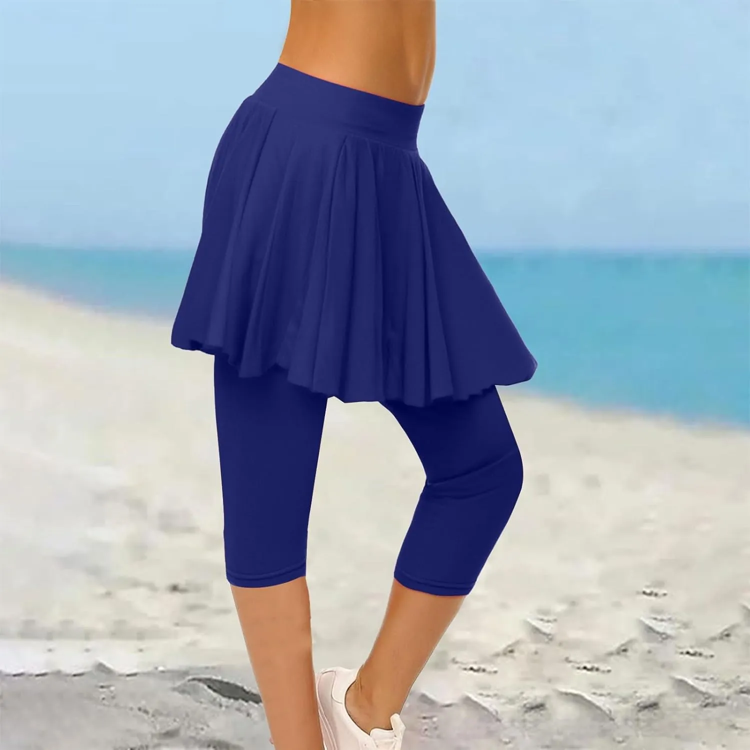 Womens Capri Yoga Legging with Skirts Women's Athletic Ruffle Skort with Leggings Golf Skirts Yoga Leggings