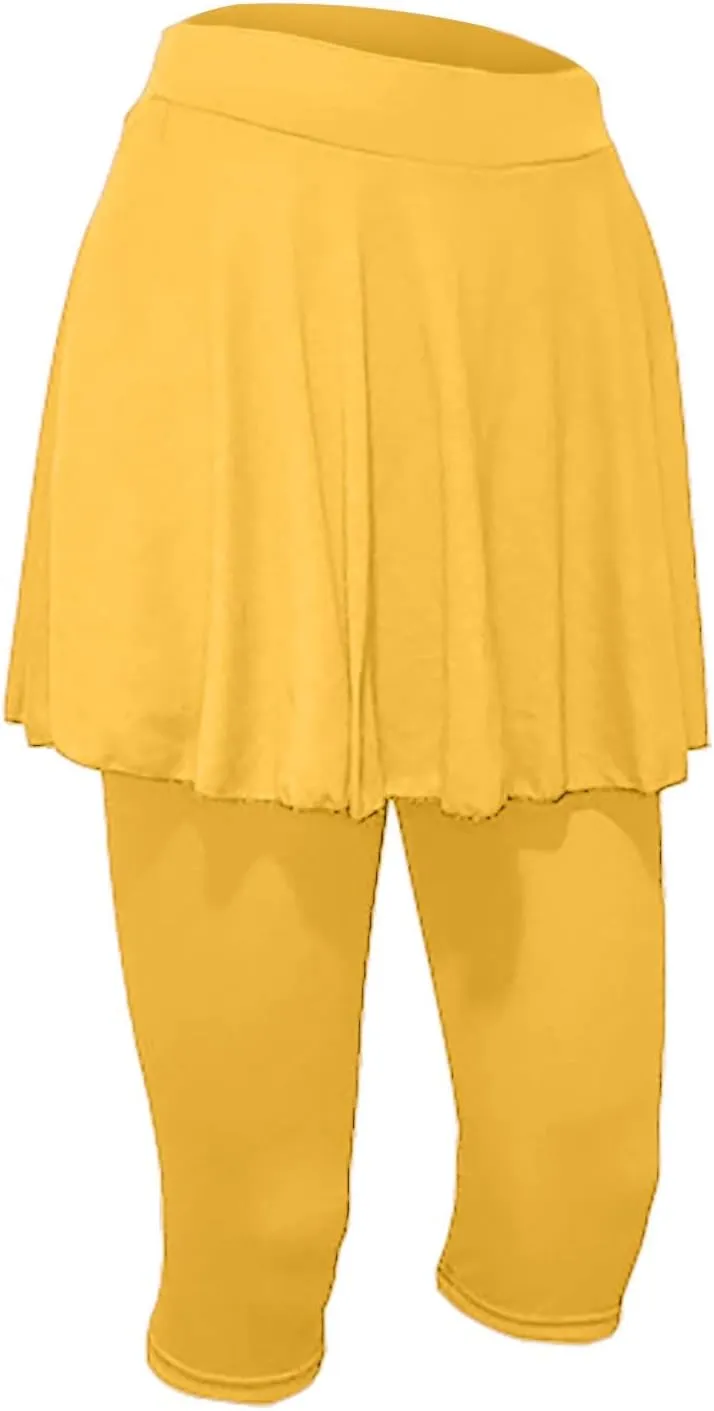 Womens Capri Yoga Legging with Skirts Women's Athletic Ruffle Skort with Leggings Golf Skirts Yoga Leggings