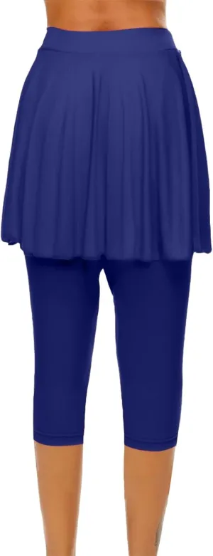 Womens Capri Yoga Legging with Skirts Women's Athletic Ruffle Skort with Leggings Golf Skirts Yoga Leggings
