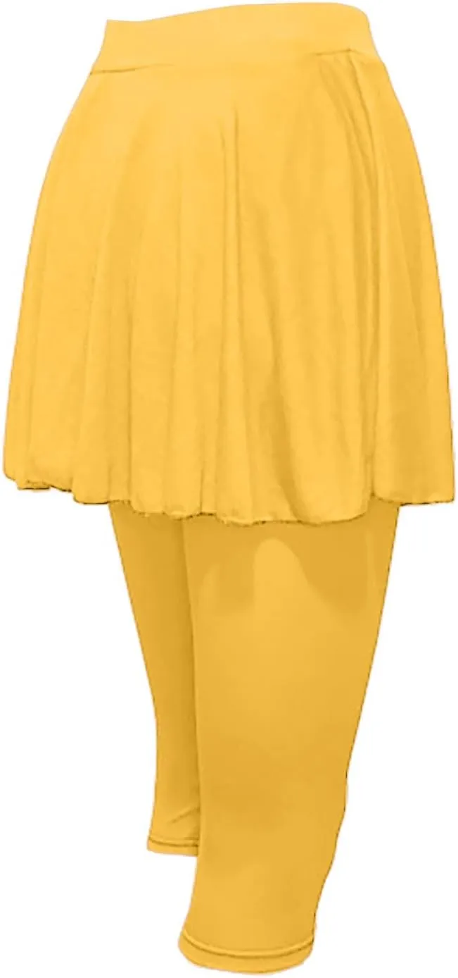Womens Capri Yoga Legging with Skirts Women's Athletic Ruffle Skort with Leggings Golf Skirts Yoga Leggings