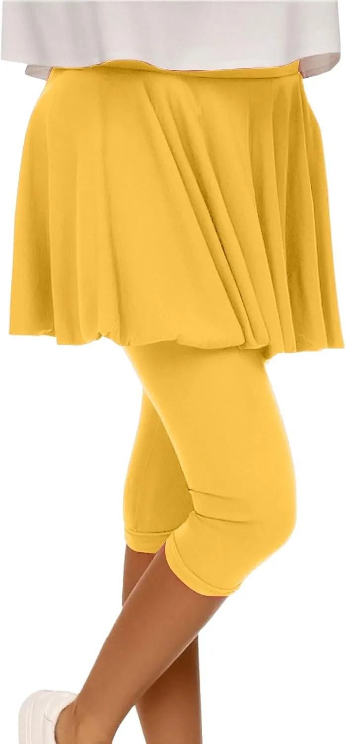 Womens Capri Yoga Legging with Skirts Women's Athletic Ruffle Skort with Leggings Golf Skirts Yoga Leggings