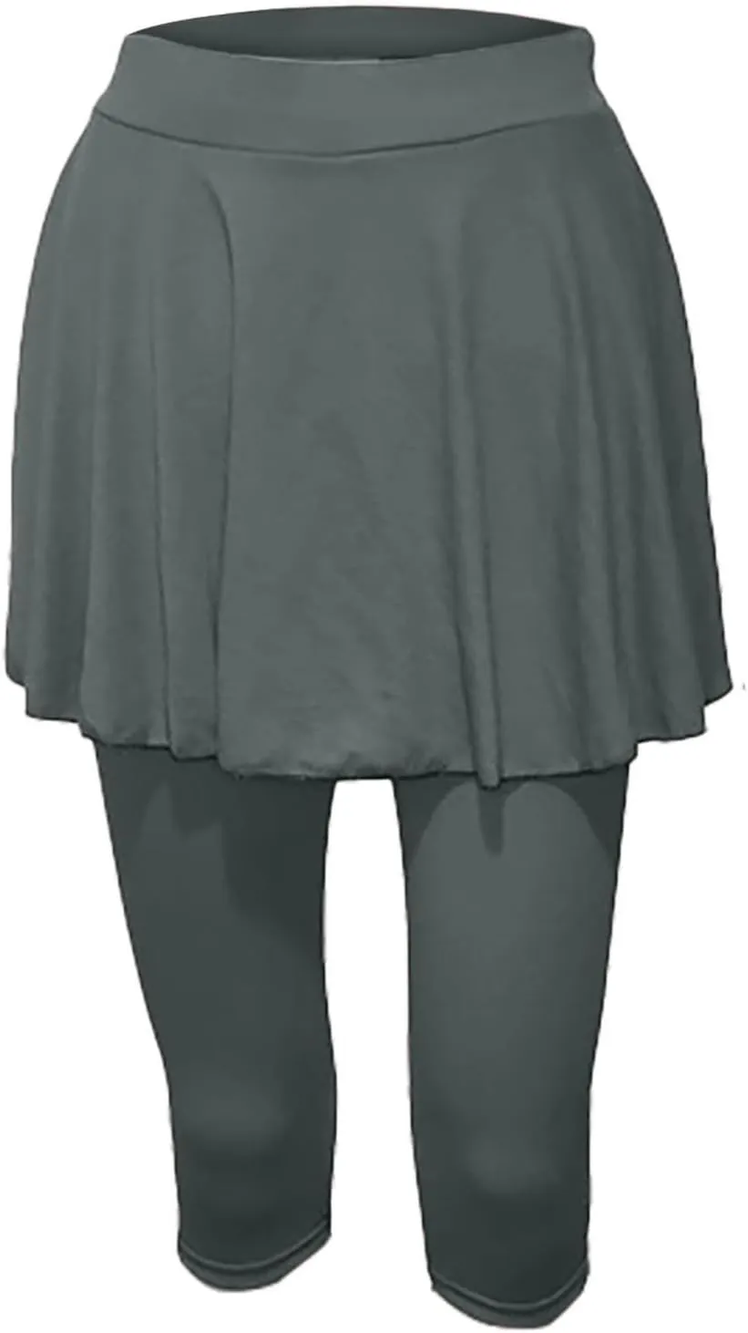 Womens Capri Yoga Legging with Skirts Women's Athletic Ruffle Skort with Leggings Golf Skirts Yoga Leggings
