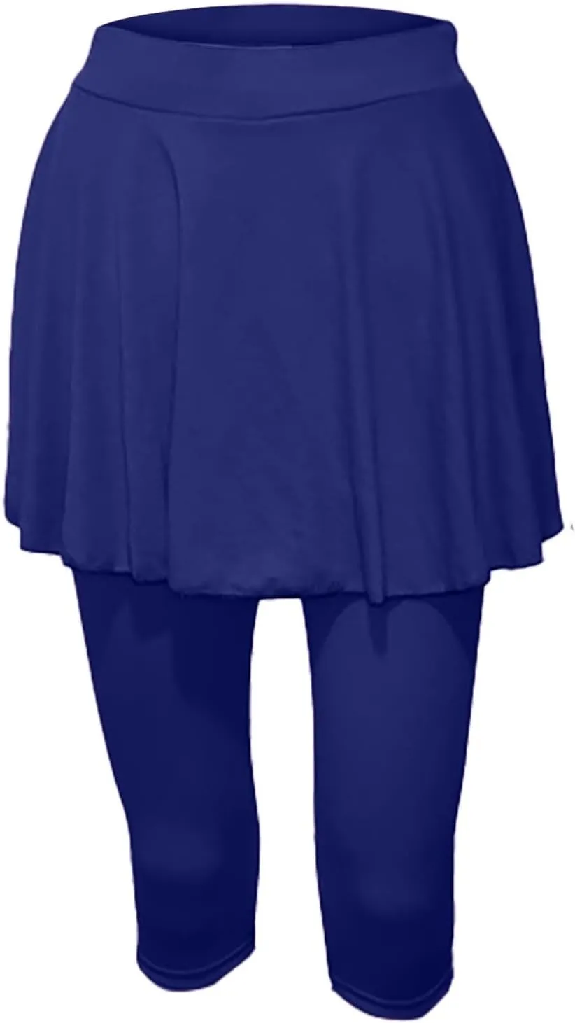 Womens Capri Yoga Legging with Skirts Women's Athletic Ruffle Skort with Leggings Golf Skirts Yoga Leggings