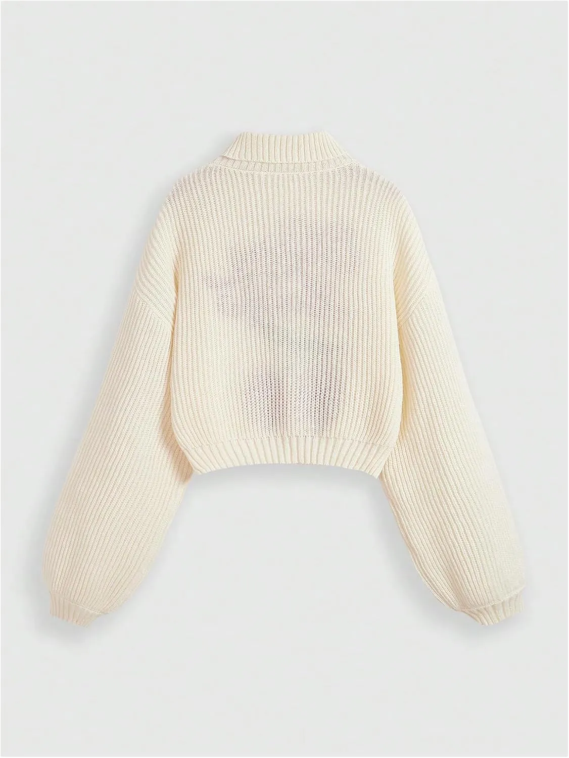 Women's Cherry Embroidered Turtleneck Sweaters Long Sleeve Knit Pullover Tops Knitwear