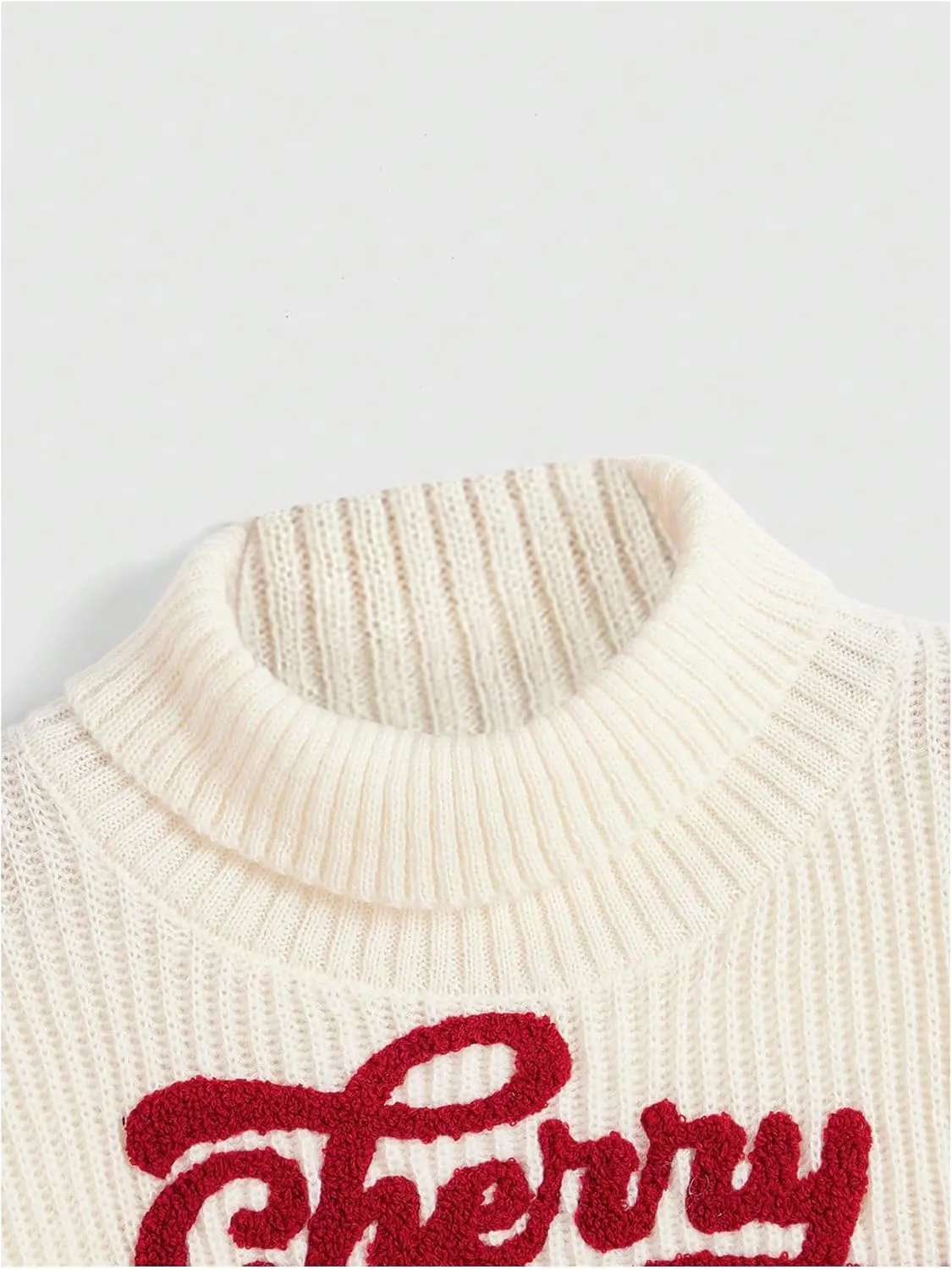 Women's Cherry Embroidered Turtleneck Sweaters Long Sleeve Knit Pullover Tops Knitwear