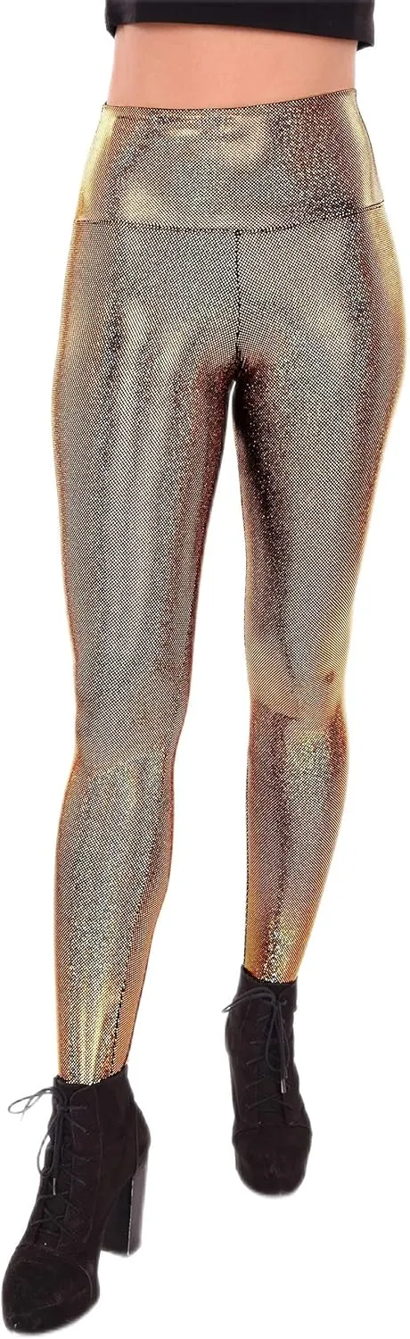 Women's Holographic Leggings: Iridescent Disco Leggings Many Colors! Fun Festival Outfit - Made in The USA