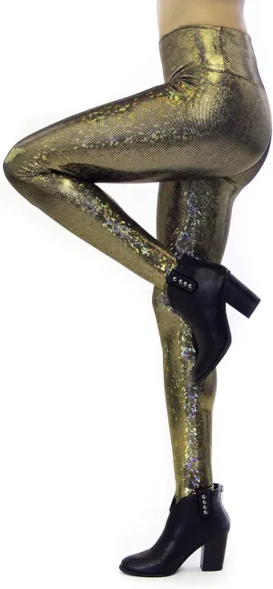 Women's Holographic Leggings: Iridescent Disco Leggings Many Colors! Fun Festival Outfit - Made in The USA