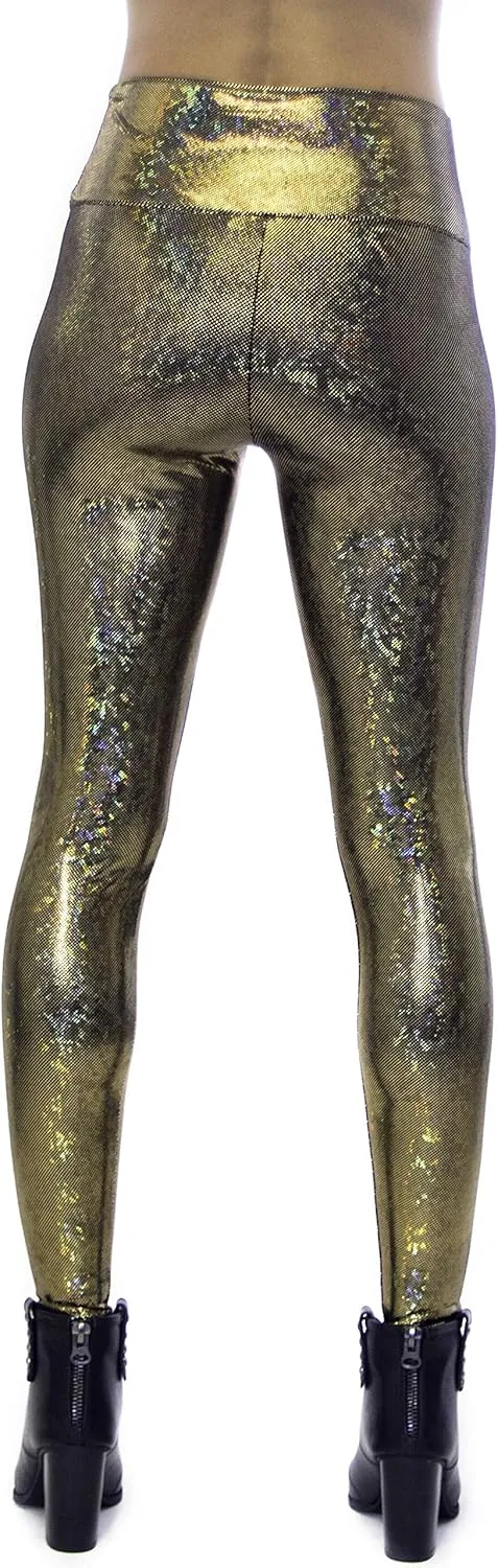 Women's Holographic Leggings: Iridescent Disco Leggings Many Colors! Fun Festival Outfit - Made in The USA