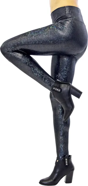 Women's Holographic Leggings: Iridescent Disco Leggings Many Colors! Fun Festival Outfit - Made in The USA