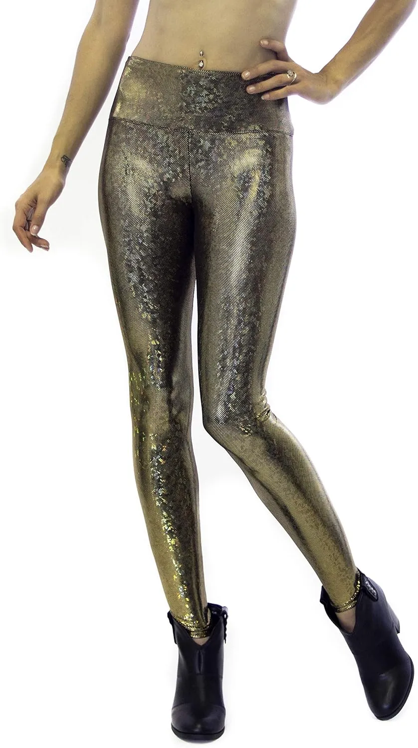 Women's Holographic Leggings: Iridescent Disco Leggings Many Colors! Fun Festival Outfit - Made in The USA