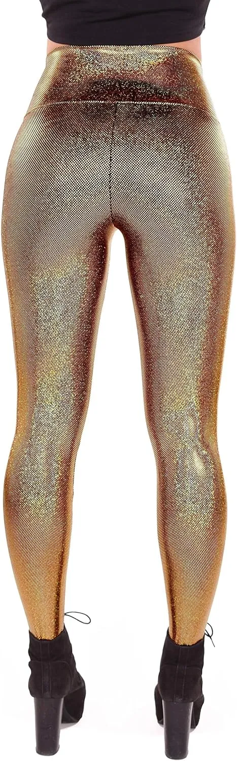 Women's Holographic Leggings: Iridescent Disco Leggings Many Colors! Fun Festival Outfit - Made in The USA