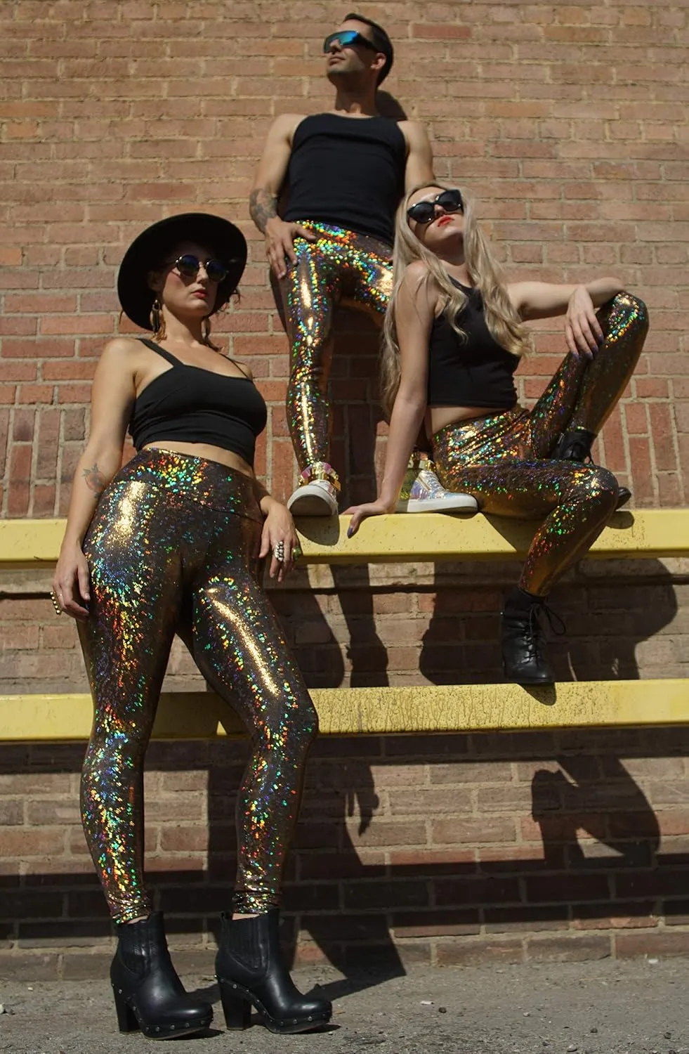 Women's Holographic Leggings: Iridescent Disco Leggings Many Colors! Fun Festival Outfit - Made in The USA