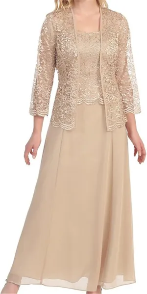 Womens Lace Mother of The Bride Dresses for Wedding Formal Gowns with Jacket