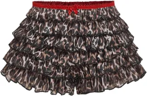 Women's Leopard Mini Shorts Y2k Cheetah Ruffle Tiered Layer Drop Waist Summer Skorts