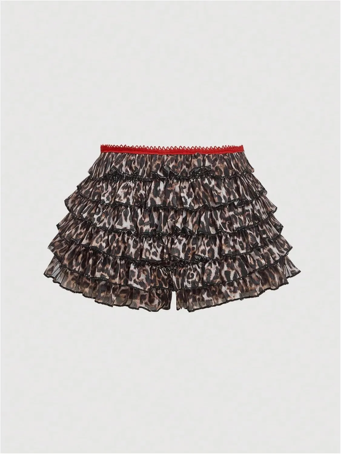 Women's Leopard Mini Shorts Y2k Cheetah Ruffle Tiered Layer Drop Waist Summer Skorts