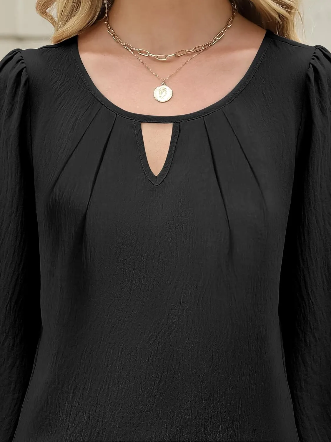 Womens Long Sleeve Tops Dressy Business Casual Blouses Basic Loose Fit V Neck Work Shirt 2024 Fall Clothes Outfits