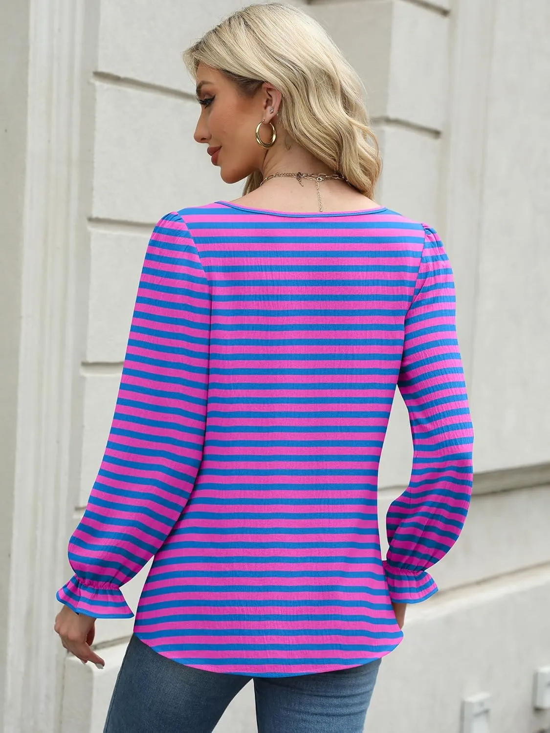 Womens Long Sleeve Tops Dressy Business Casual Blouses Basic Loose Fit V Neck Work Shirt 2024 Fall Clothes Outfits